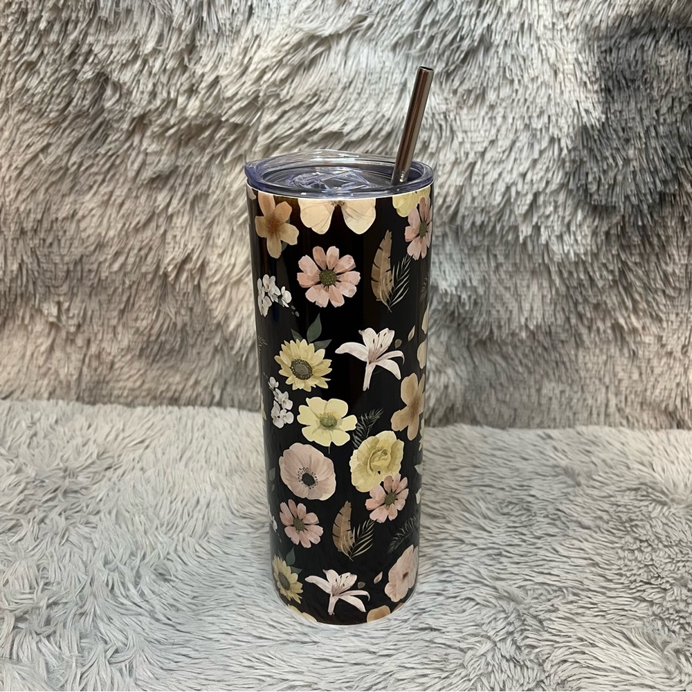 Black Floral 20oz Tumbler